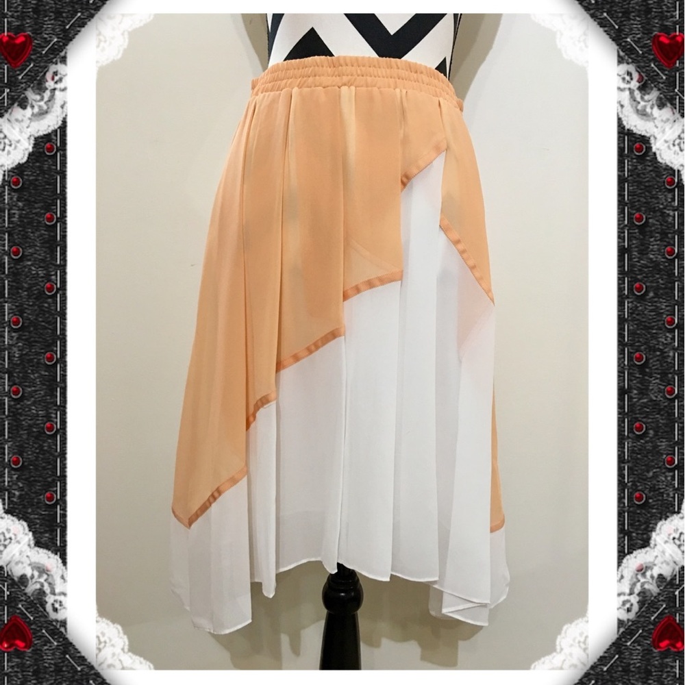 Studio M Color Block Irregular Pleated Skirt